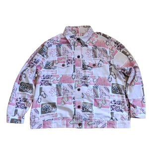 CJ Banks Button Down Jacket. Flip Flops & Floral print Cotton